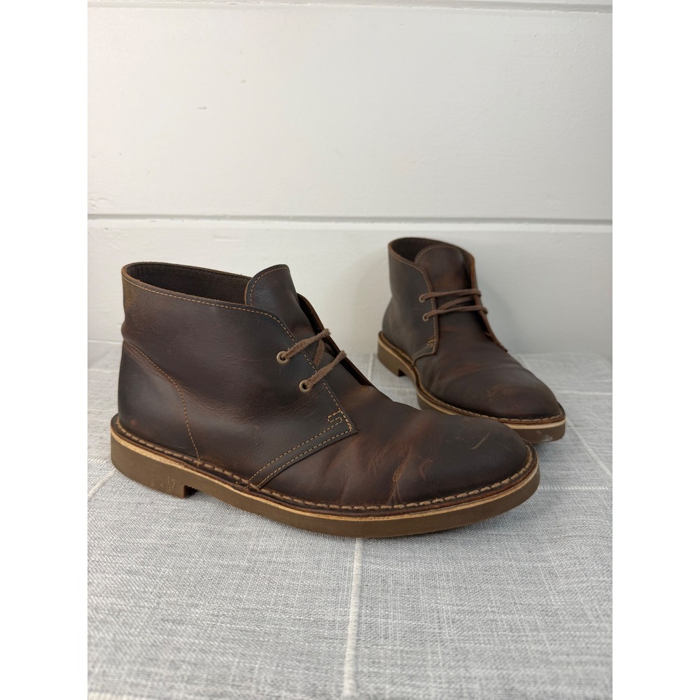 Clarks Mens 10.5 Shepton Chukka Boot Brown Leather Ankle Boot